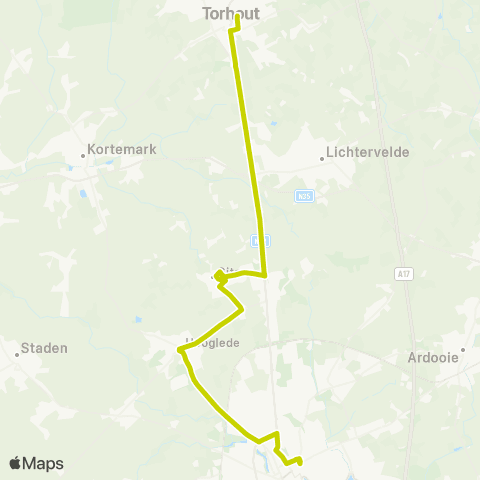 De Lijn (Torhout - ) Gits - Hooglede - Roeselare map