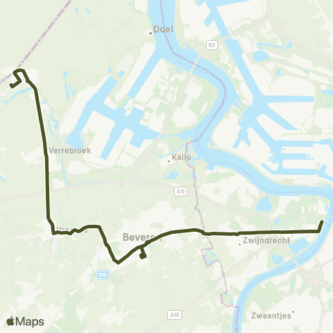 De Lijn Antwerpen L.O. - Beveren - Vrasene - Kieldrecht map