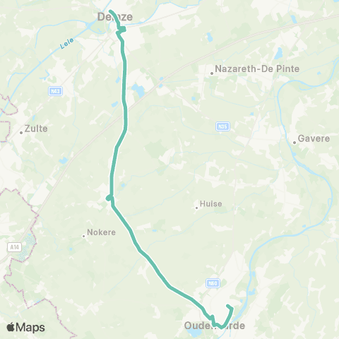 De Lijn Deinze - Kruishoutem - Oudenaarde map