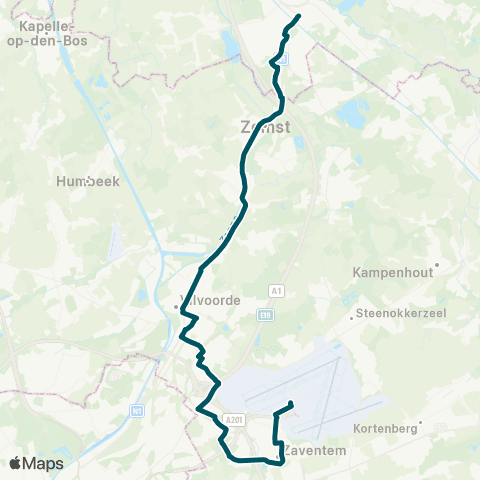 De Lijn Mechelen - Zemst - Vilvoorde - Zaventem Brussels Airport map
