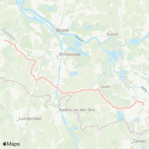 De Lijn Mechelen - Tisselt - Breendonk - Puurs map