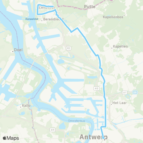De Lijn Zandvliet - Stabroek - Hoevenen - Antwerpen map