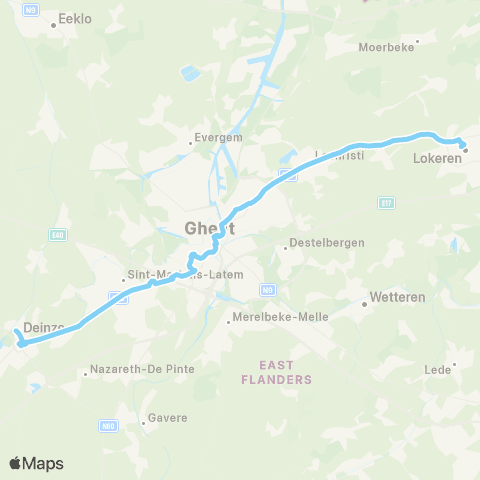 De Lijn Deinze - St.-Martens-Latem - Gent - Lochristi - Lokeren map