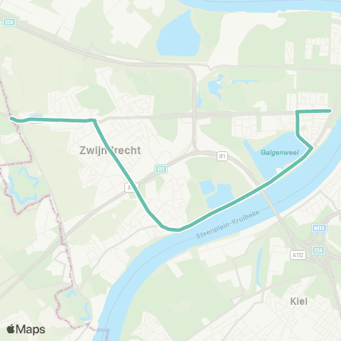 De Lijn Antwerpen L.O. - Burcht - P+R Melsele map