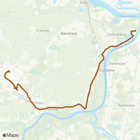 De Lijn Sint-Niklaas - Hoogkameren - Temse - Antwerpen L.O. map