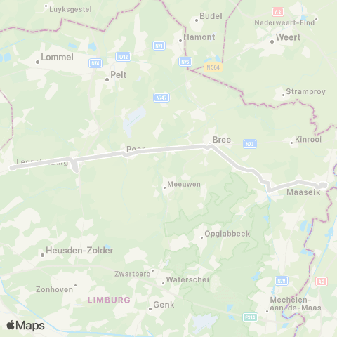De Lijn Maaseik - Leopoldsburg map