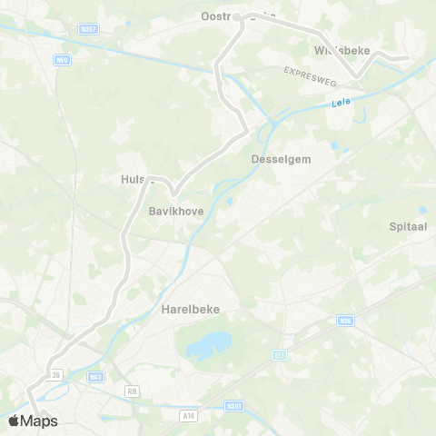 De Lijn Sint-Baafs-Vijve - Oostrozebeke - Kuurne - Kortrijk map