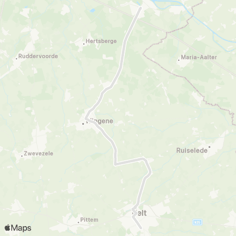 De Lijn Beernem - Wingene - Schuiferskapelle - Tielt map