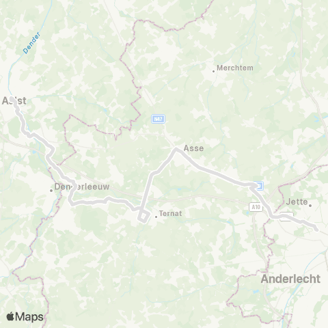 De Lijn Aalst - Ternat - Asse ( - Metro Simonis) map