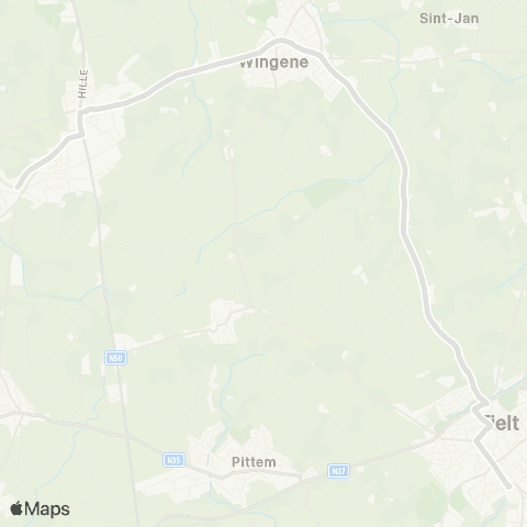 De Lijn Zwevezele Dorp - Wingene - Tielt map