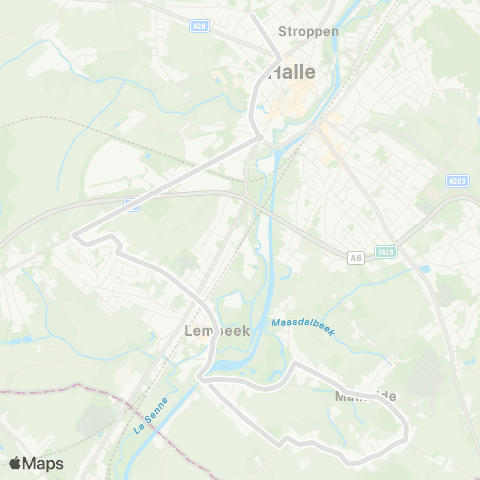 De Lijn Lembeek - Halle Don Bosco map