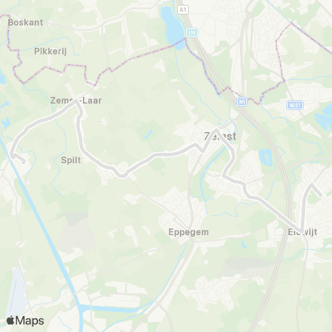 De Lijn Humbeek - Laar - Bos - Zemst - Weerde - Elewijt map