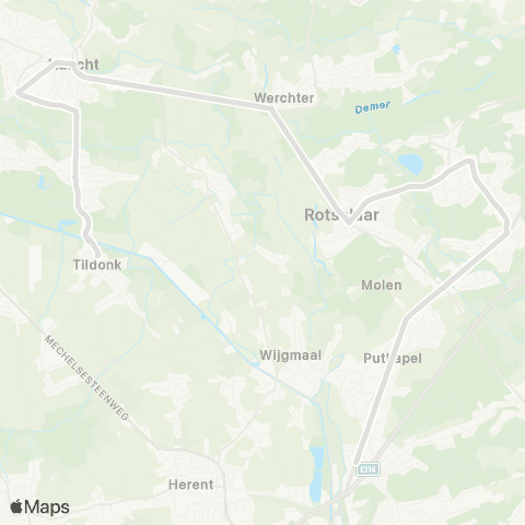 De Lijn Wilsele - Wezemaal - Rotselaar - Haacht - Tildonk map