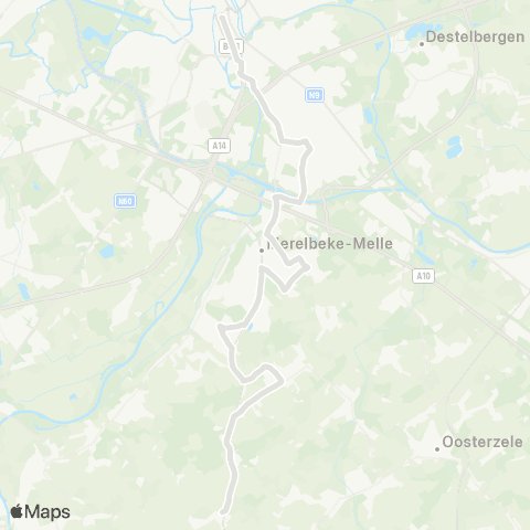 De Lijn Gent Zuid - Flora - Merelbeke - Bottelare - Baaigem map
