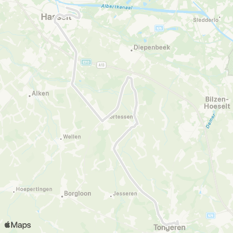 De Lijn Tongeren - Hasselt map