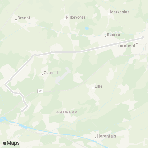 De Lijn Zandhoven - Turnhout map