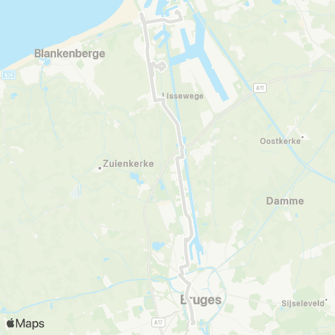 De Lijn Brugge - Lissewege - Zwankendamme - Zeebrugge map