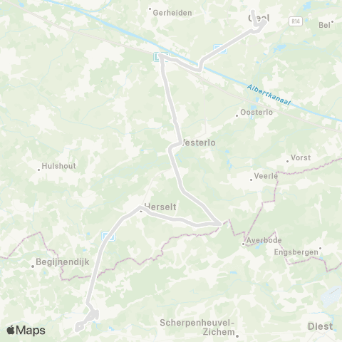 De Lijn Geel - Oevel - Westerlo - Blauberg - Herselt - Aarschot map