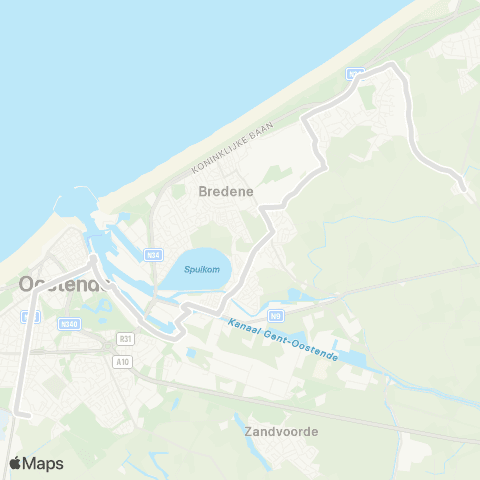 De Lijn Stene Lyceum - Oostende - Bredene - Klemskerke map