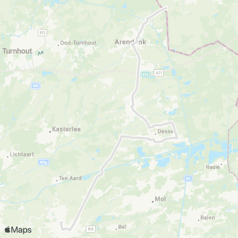 De Lijn Geel - Dessel - Witgoor - Retie - Arendonk map
