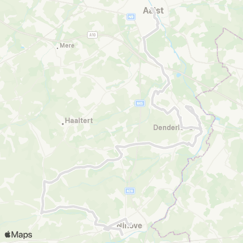 De Lijn Aalst - Denderleeuw Hemelrijk - Aspelare - Ninove map