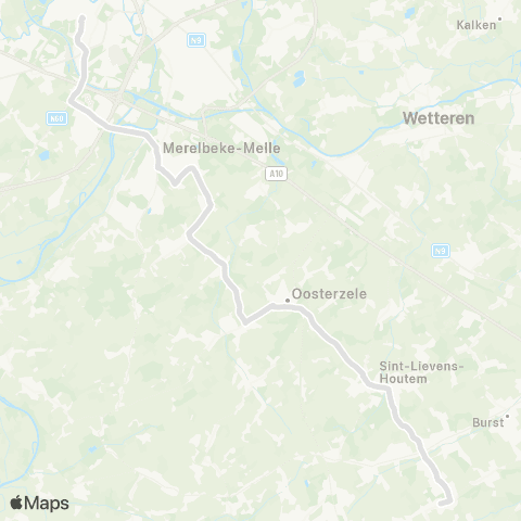 De Lijn Gent Sint-Pieters - Merelbeke - Lemberge - Herzele map