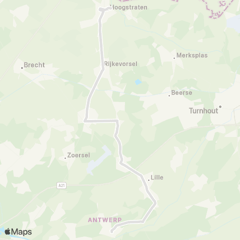 De Lijn Vorselaar - Malle - Hoogstraten map