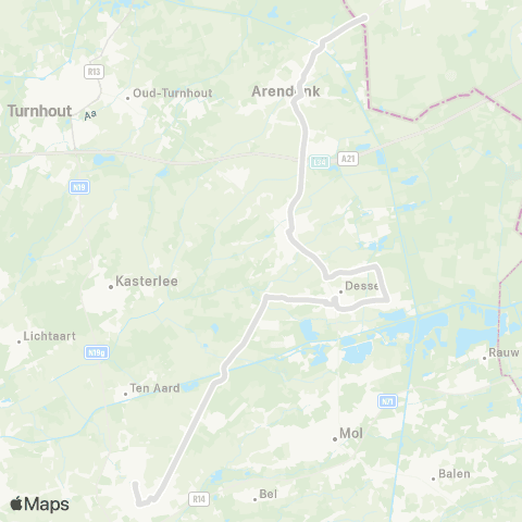 De Lijn Geel - Dessel - Witgoor - Retie - Arendonk map