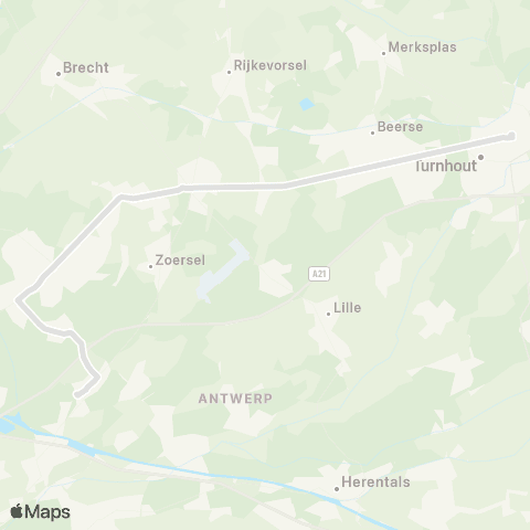 De Lijn Zandhoven - Turnhout map