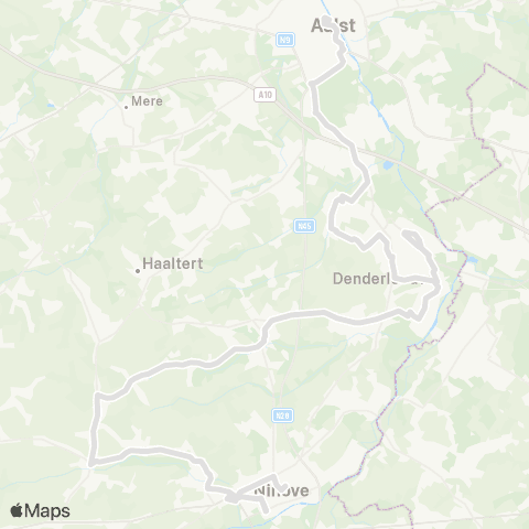 De Lijn Aalst - Denderleeuw Hemelrijk - Aspelare - Ninove map