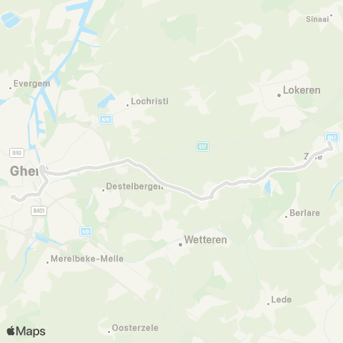 De Lijn Gent Sint-Pieters - Destelbergen - Kalken - Overmere-Zele map