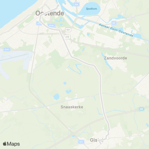 De Lijn Oostende - Baanhof - Gistel map