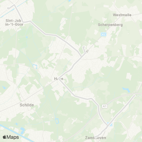 De Lijn Zandhoven VTI - Westmalle - Sint-Job-in-'t-Goor map