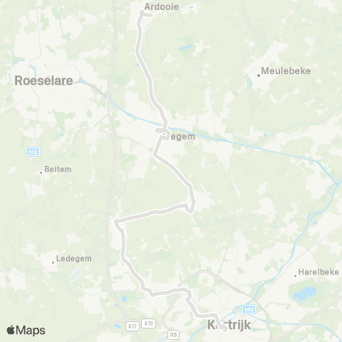 De Lijn Kortrijk - Heule - Gullegem - Lendelede - Izegem - Ardooie map