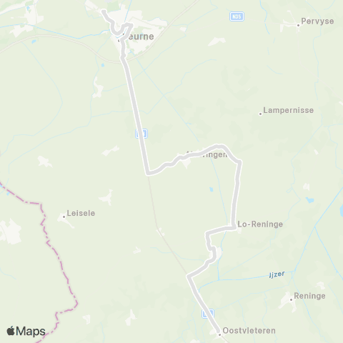 De Lijn Oostvleteren - Pollinkhove - Lo - Veurne - Koksijde map