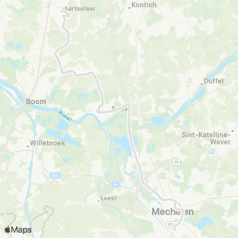De Lijn Snelbus Aartselaar - Rumst - Mechelen map