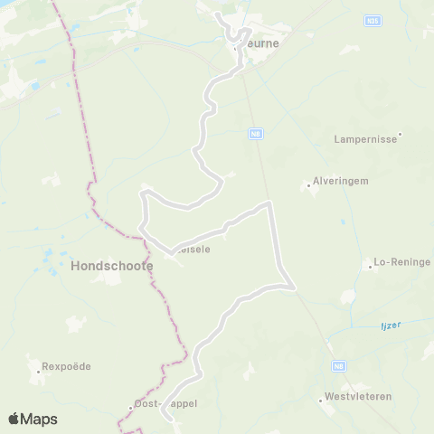 De Lijn Roesbrugge - Leisele - Veurne - Koksijde map