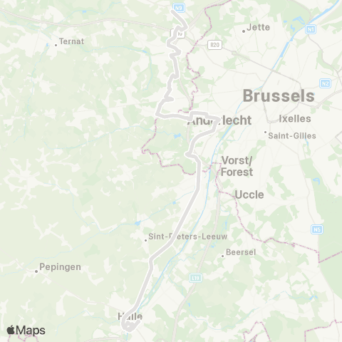 De Lijn Zellik - Dilbeek - Anderlecht - Halle map