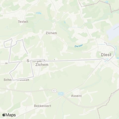 De Lijn Keiberg - Messelbroek - Scherpenheuvel - Diest map