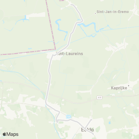De Lijn Eeklo - Sint-Laureins - Sint-Margriete map