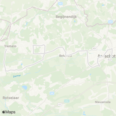 De Lijn Tremelo - Werchter - Aarschot map