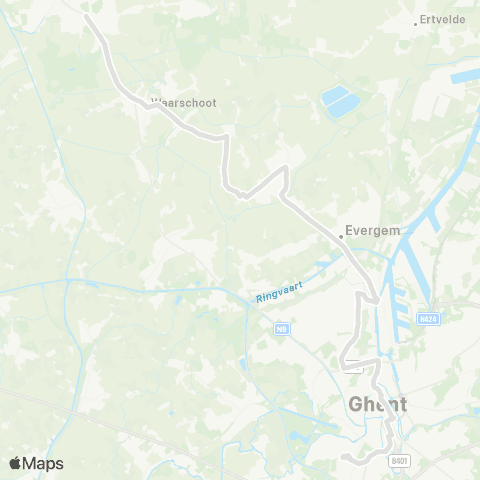 De Lijn Gent Sint-Pieters - Evergem - Sleidinge-Waarschoot-Eeklo map