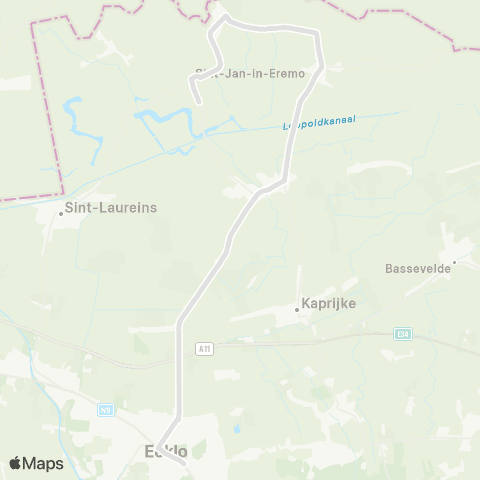 De Lijn Eeklo - Watervliet - Sint-Jan-In-Eremo map