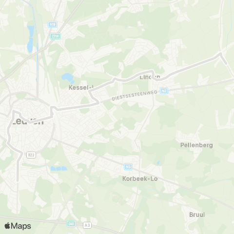 De Lijn Lubbeek Geestbeek - Leuven - Heverlee map