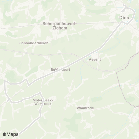 De Lijn Muggenberg - Tielt - Diest map