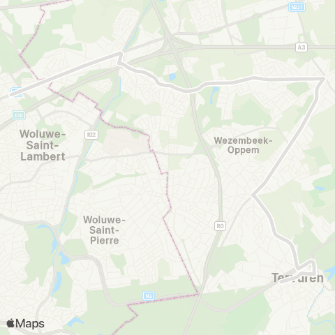 De Lijn Evere - Kraainem - Sterrebeek - Tervuren map