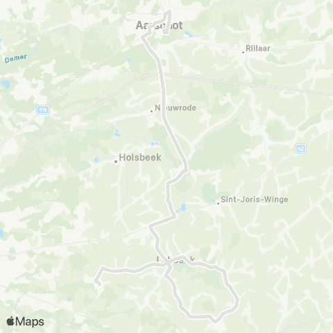 De Lijn Pellenberg - Lubbeek - Binkom - Kerkom - Aarschot map