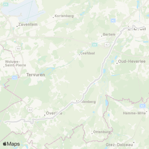 De Lijn Groenendaal - Hoeilaart - Overijse - Leuven map