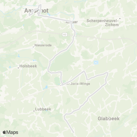 De Lijn Aarschot - Houwaart - Tielt-Winge - Binkom map