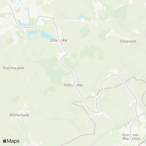De Lijn Ieper - Hollebeke - Houthem - Komen map